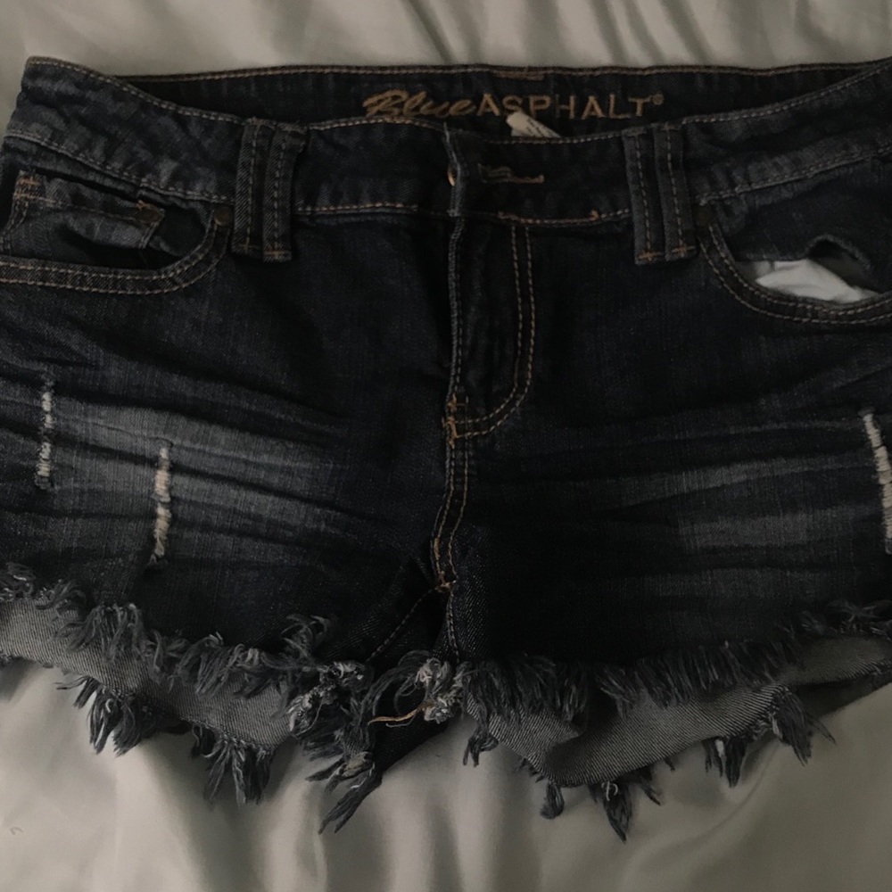 Blue Asphalt Ripped Denim Shorts